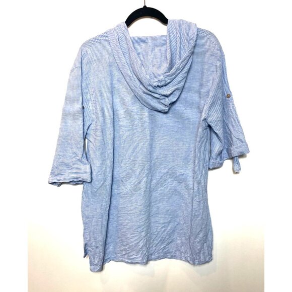 Reverb Pinstripe Lightweight Hoodie Roll Tab Sleeves Front Pocket Size Large - Picture 3 of 10